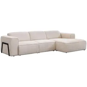 Vente-unique.com Canapé d'angle droit en tissu chiné beige TEJAMI pas cher