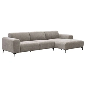 Vente-unique.com Canapé d'angle droit en tissu texturé taupe SAPIGO pas cher