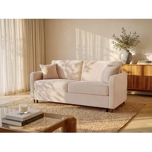 Vente-unique.com Canapé 3 places convertible express en tissu beige - couchage 140 cm - matelas 14 cm - MASITIA pas cher