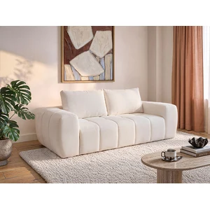 Vente-unique.com Canapé 3 places compressé en tissu texturé beige BENAFO pas cher