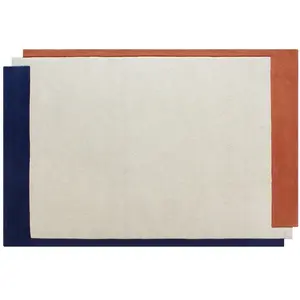 Vente-unique.com Tapis tufté 100% laine - 200 x 290 cm - Beige, terracotta et bleu foncé - 2200g/m² - MARISA pas cher