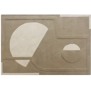 Vente-unique.com Tapis tufté en relief 100% laine - 160 x 230 cm - Bei... pas cher