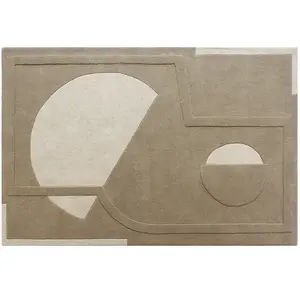Vente-unique.com Tapis tufté en relief 100% laine - 200 x 290 cm - Beige - 2000g/m² - SELUNIA pas cher