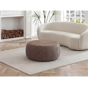 Vente-unique.com Table basse avec coffre de rangement en tissu bouclette et MDF - Taupe - SORIELI pas cher