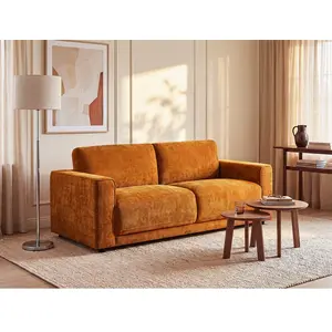 Vente-unique.com Canapé 3 places en tissu texturé terracotta NETUSO pas cher