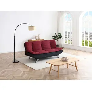 Vente-unique.com Canapé convertible clic-clac en tissu rouge et noir DEMIDO pas cher