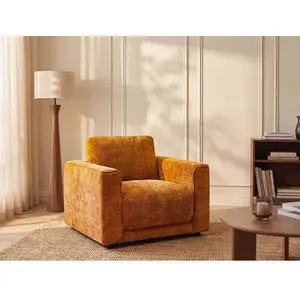 Vente-unique.com Fauteuil en tissu texturé terracotta NETUSO pas cher