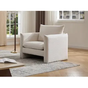 Vente-Unique Fauteuil en tissu chenille beige GORAZI pas cher