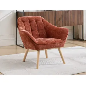 Vente-Unique Fauteuil en tissu texturé terracotta CASERTA pas cher