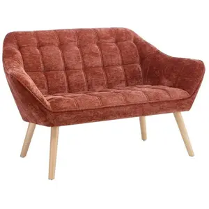 Vente-Unique Canapé 2 places en tissu texturé terracotta CASERTA pas cher