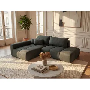Vente-Unique Canapé d'angle gauche ouvert convertible en tissu texturé... pas cher