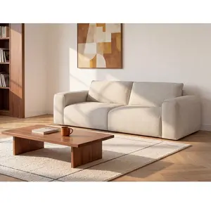 Vente-Unique Canapé 3 places convertible express en tissu beige - Couchage 140 cm Matelas 16 cm POGLO pas cher