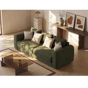 Vente-Unique Canapé 4 places convertible en tissu vert ZABANO pas cher