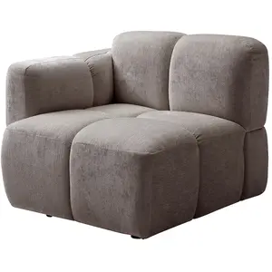 Vente-unique.com Fauteuil d'angle gauche en tissu texturé taupe CARLIVI pas cher