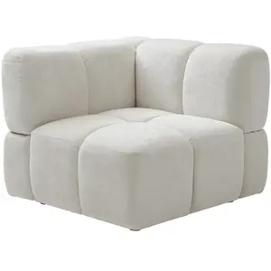 Vente-unique.com Fauteuil d'angle en tissu texturé blanc cassé CARLIVI pas cher