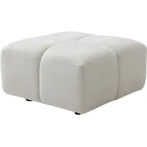 Vente-unique.com Pouf en tissu texturé blanc cassé CARLIVI pas cher