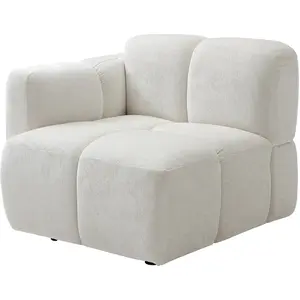 Vente-unique.com Fauteuil d'angle gauche en tissu texturé blanc cassé CARLIVI pas cher