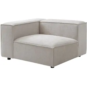 Vente-unique.com Fauteuil d'angle gauche en tissu chenille beige RUZOLO pas cher