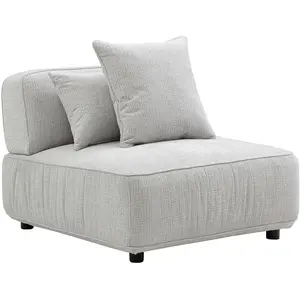 Vente-unique.com Fauteuil en tissu chenille gris clair LELACO pas cher