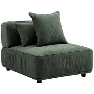 Vente-unique.com Fauteuil en tissu chenille vert LELACO pas cher