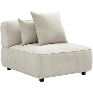 Vente-unique.com Fauteuil en tissu chenille beige LELACO pas cher