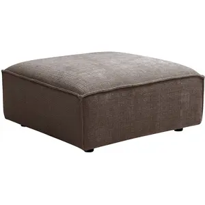 Vente-unique.com Pouf en tissu chenille taupe RUZOLO pas cher