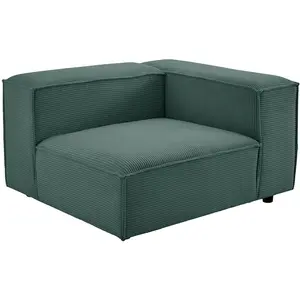 Vente-unique.com Fauteuil d'angle droit en velours côtelé vert RUZOLO pas cher