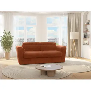 Vente-Unique Canapé convertible polyester 3 places terracotta pas cher