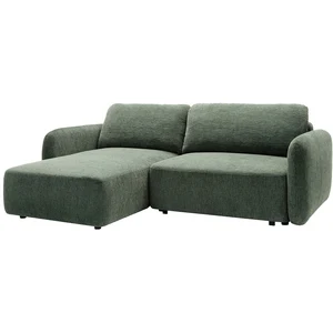 Vente-unique.com Canapé d'angle gauche convertible en tissu chenille vert sapin PLUFATI pas cher