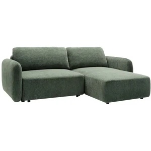 Vente-unique.com Canapé d'angle droit convertible en tissu chenille vert sapin PLUFATI pas cher