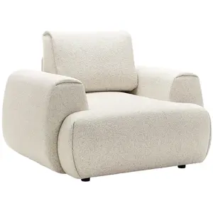 Vente-unique.com Fauteuil en tissu chiné beige MONELIA pas cher