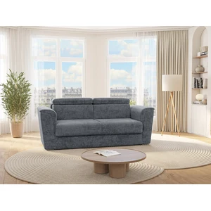 Vente-Unique Canapé 3 places convertible express en tissu texturé gris anthracite - Couchage à lattes larges 140 cm - Matelas 18 cm - RIZORA pas cher