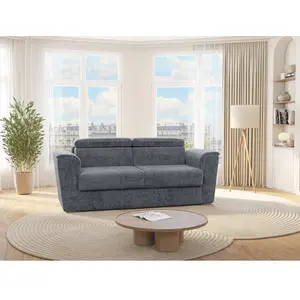 Vente-Unique Canapé convertible polyester 3 places gris anthracite pas cher
