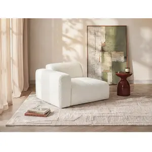 Vente-unique.com Module fauteuil d'angle gauche en tissu bouclette blanc POGNI de Maison Céphy pas cher