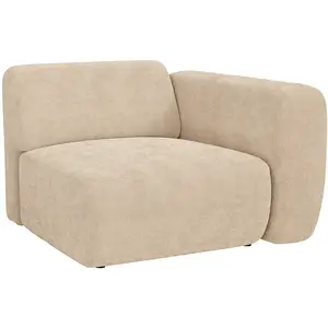 Vente-unique.com Module fauteuil d'angle droit en velours côtelé fines côtes beige POGNI de Maison Céphy pas cher
