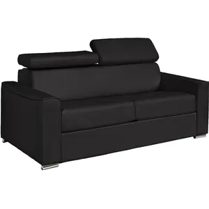 Vente-Unique Canapé convertible cuir 3 places noir pas cher