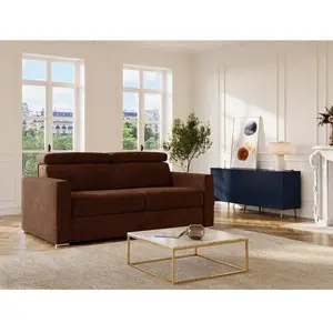 Vente-Unique Canapé convertible polyester 3 places terracotta pas cher