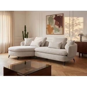 Vente-unique.com Canapé d'angle gauche en tissu chenille beige PIPANI pas cher