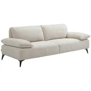 Vente-unique.com Canapé 3 places en tissu chenille beige VIKEMA pas cher