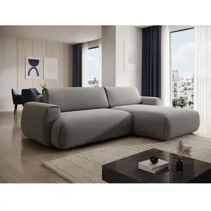 VENTE-UNIQUE Canapé D'Angle Droit Convertible En Tissu Chenille Gris Monelia pas cher