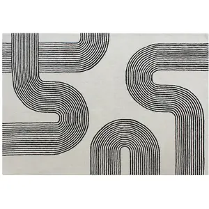 Vente-unique.com Tapis tufté 100% laine - 200 x 290 cm - Blanc et noir - 2300g/m² - NOCENO pas cher
