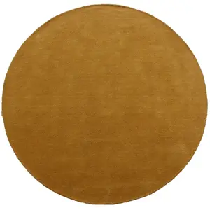 Vente-unique.com Tapis rond 100% laine tissé à la main - D. 200 cm - Ocre - 1800g/m² - SELINA pas cher