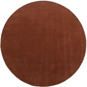 Vente-unique.com Tapis rond 100% laine tissé à la main - D. 200 cm - Terracotta - 1800g/m² - SELINA pas cher