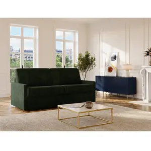 Vente-Unique Canapé 2 places convertible express en tissu vert sapin -... pas cher