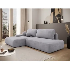 VENTE-UNIQUE Canapé D'Angle Gauche Ouvert Convertible En Tissu Texturé Gris Clair Daviso pas cher