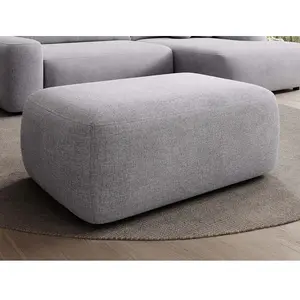 VENTE-UNIQUE Pouf En Tissu Texturé Gris Clair Daviso pas cher