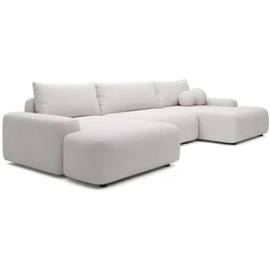 VENTE-UNIQUE Grand Canapé D'Angle Panoramique Convertible En Tissu Texturé Beige Daviso pas cher