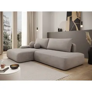 VENTE-UNIQUE Canapé D'Angle Gauche Ouvert Convertible En Tissu Texturé Taupe Daviso pas cher