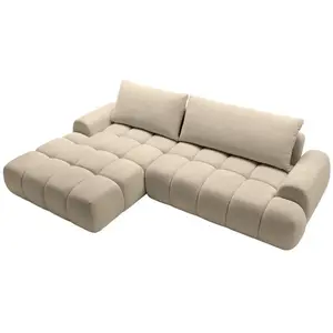 VENTE-UNIQUE Canapé D'Angle Gauche Convertible En Tissu Chenille Taupe Farneta pas cher