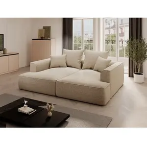 VENTE-UNIQUE Canapé 3 Places Confort Assise Profonde En Tissu Chenille Taupe Pineta pas cher